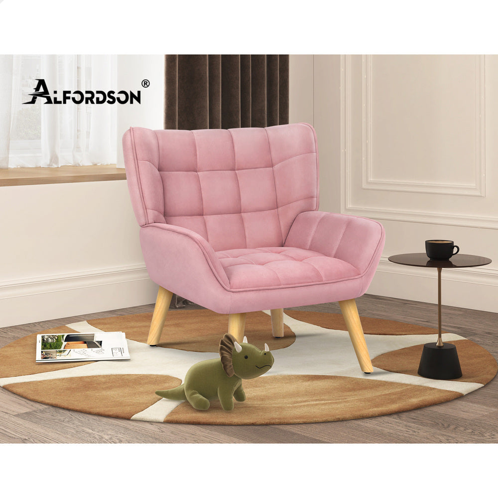 ALFORDSON Armchair Accent Chair Lounge Sofa Couch Velvet Tub Seat Wood Pink