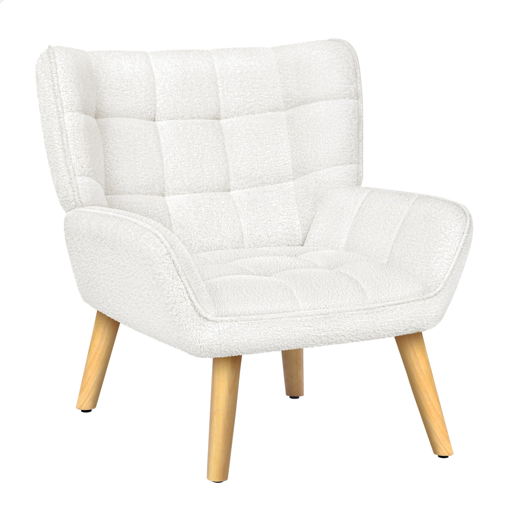 ALFORDSON Armchair Lounge Accent Tub Chair Sofa Couch Seat Sherpa Boucle White