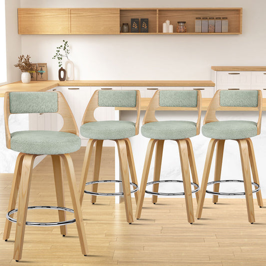 ALFORDSON 4x Swivel Bar Stools 65cm Teddy Fleece Kitchen Dining Chair
