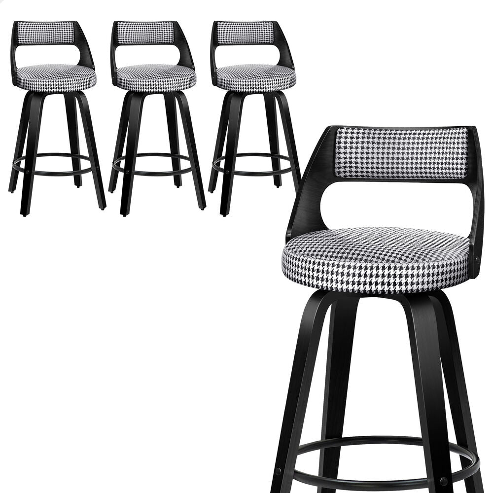 ALFORDSON 4x Swivel Bar Stools 65cm Houndstooth Kitchen Dining Chair