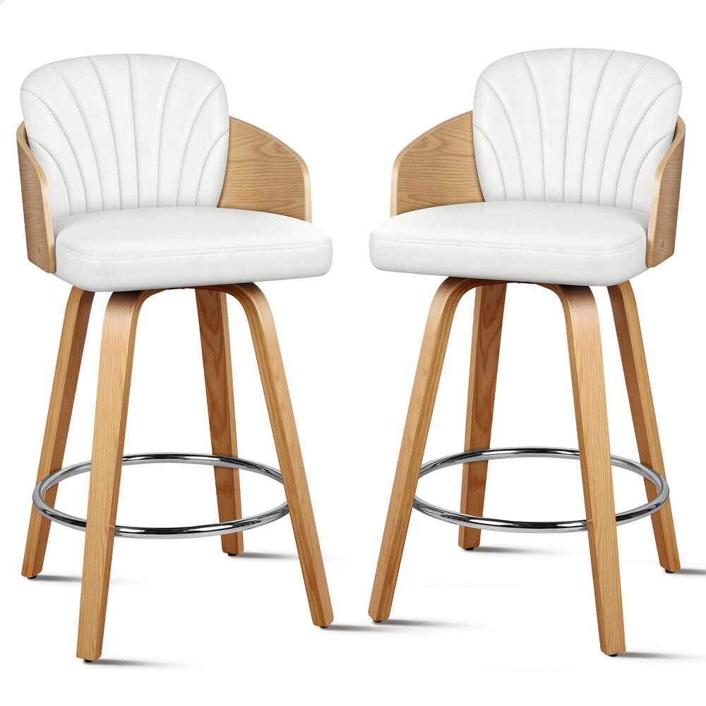ALFORDSON 2x Swivel Bar Stools Alice Kitchen Wooden Dining Chair White