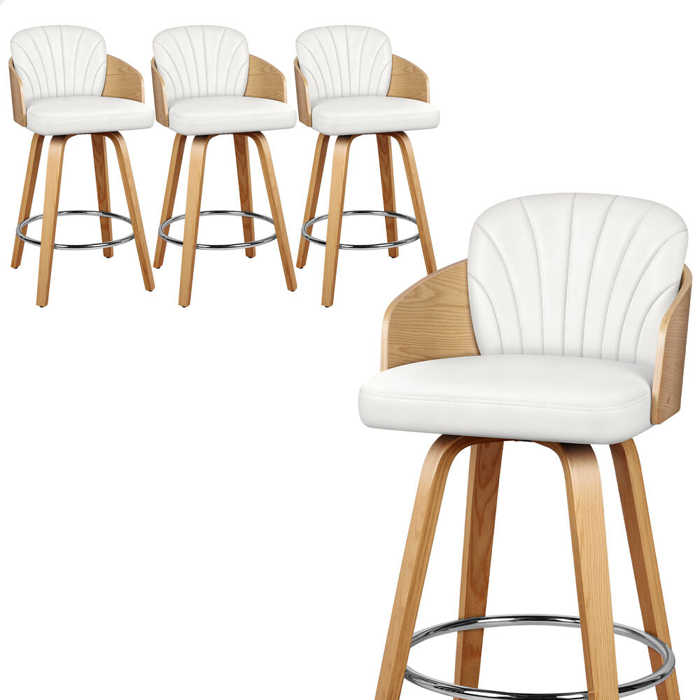 ALFORDSON 4x Swivel Bar Stools Alice Kitchen Wooden Dining Chair White