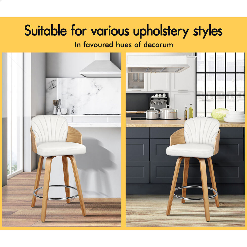 ALFORDSON 4x Swivel Bar Stools Alice Kitchen Wooden Dining Chair White