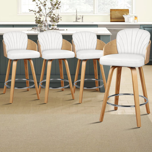 ALFORDSON 4x Swivel Bar Stools Alice Kitchen Wooden Dining Chair White