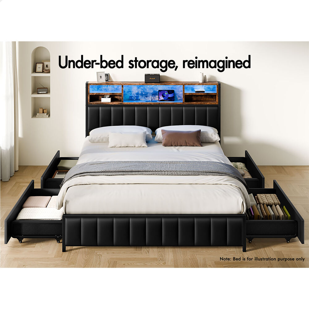 ALFORDSON 4x Trundle Drawers for Bed Frame Underbed Storage Wheels Black