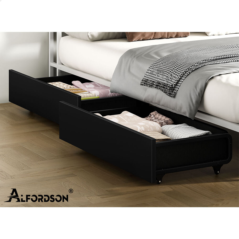 ALFORDSON 4x Trundle Drawers for Bed Frame Underbed Storage Wheels Black