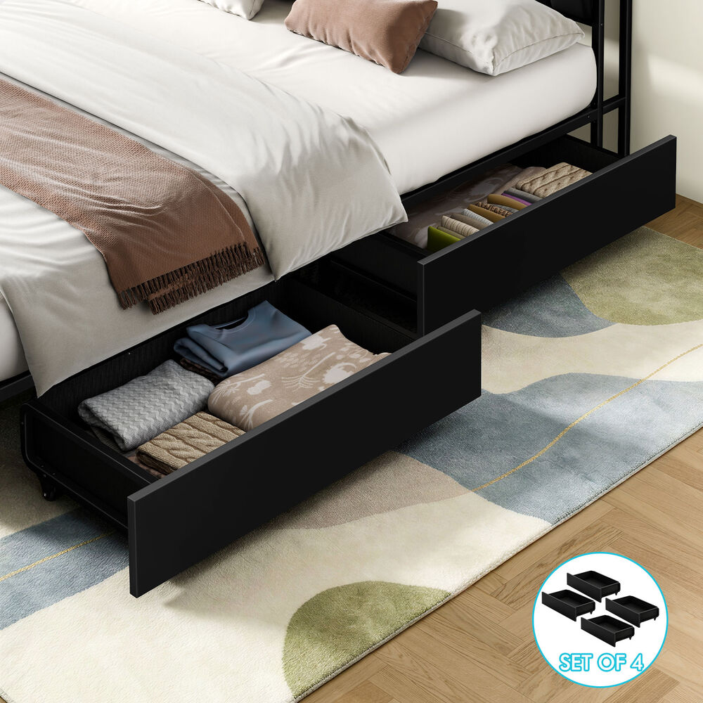 ALFORDSON 4x Trundle Drawers for Bed Frame Underbed Storage Wheels Black