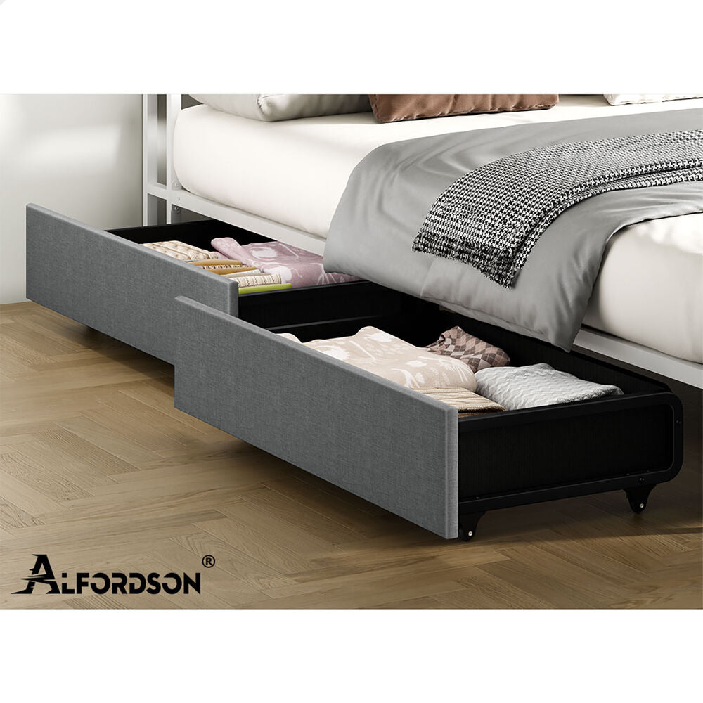 ALFORDSON 4x Trundle Drawers for Bed Frame Underbed Storage Wheels Metal Grey
