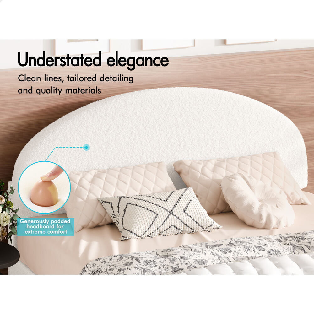 ALFORDSON Bed Frame King Size Boucle Mattress Base Platform White