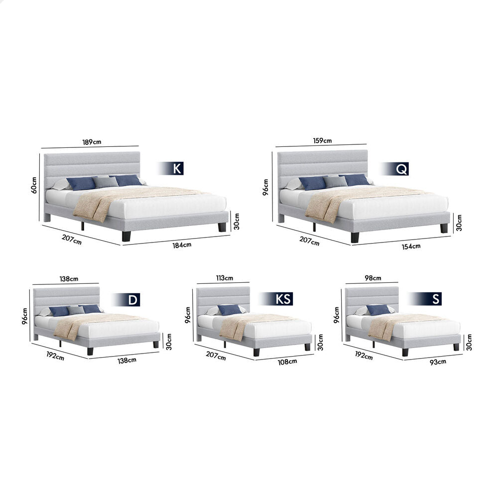 ALFORDSON Bed Frame King Size Upholstered Boucle Grey Mattress Base Platform
