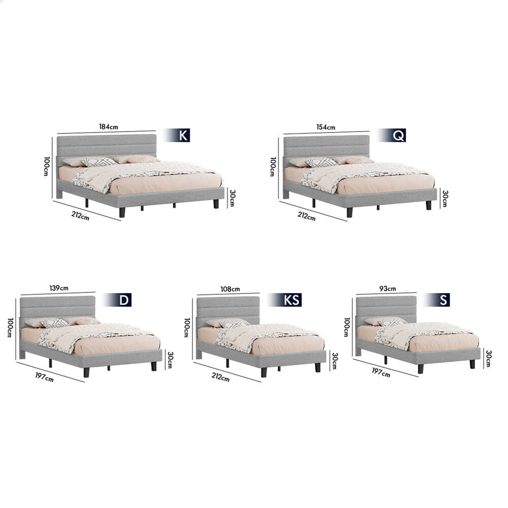 ALFORDSON Bed Frame Double Size Boucle Mattress Base Platform Wooden Grey