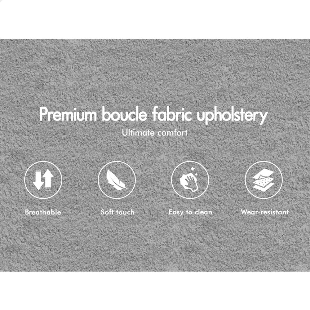 ALFORDSON Bed Frame Double Size Boucle Mattress Base Platform Wooden Grey