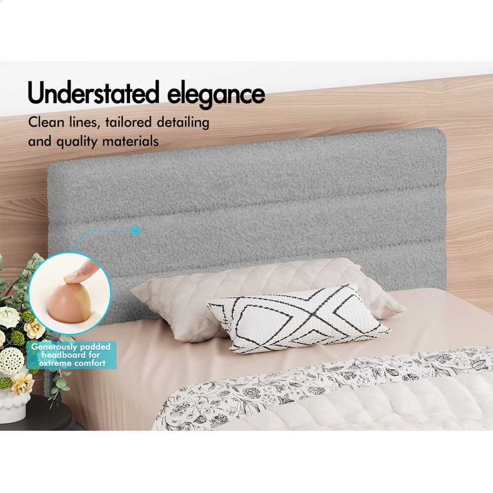 ALFORDSON Bed Frame Single Size Boucle Mattress Base Platform Wooden Grey