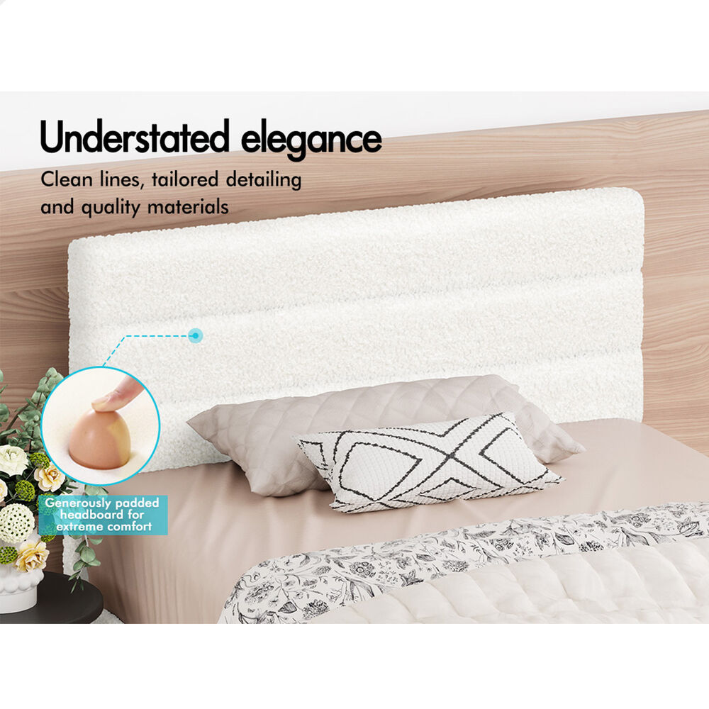 ALFORDSON Bed Frame Single Size Boucle White Mattress Base Platform