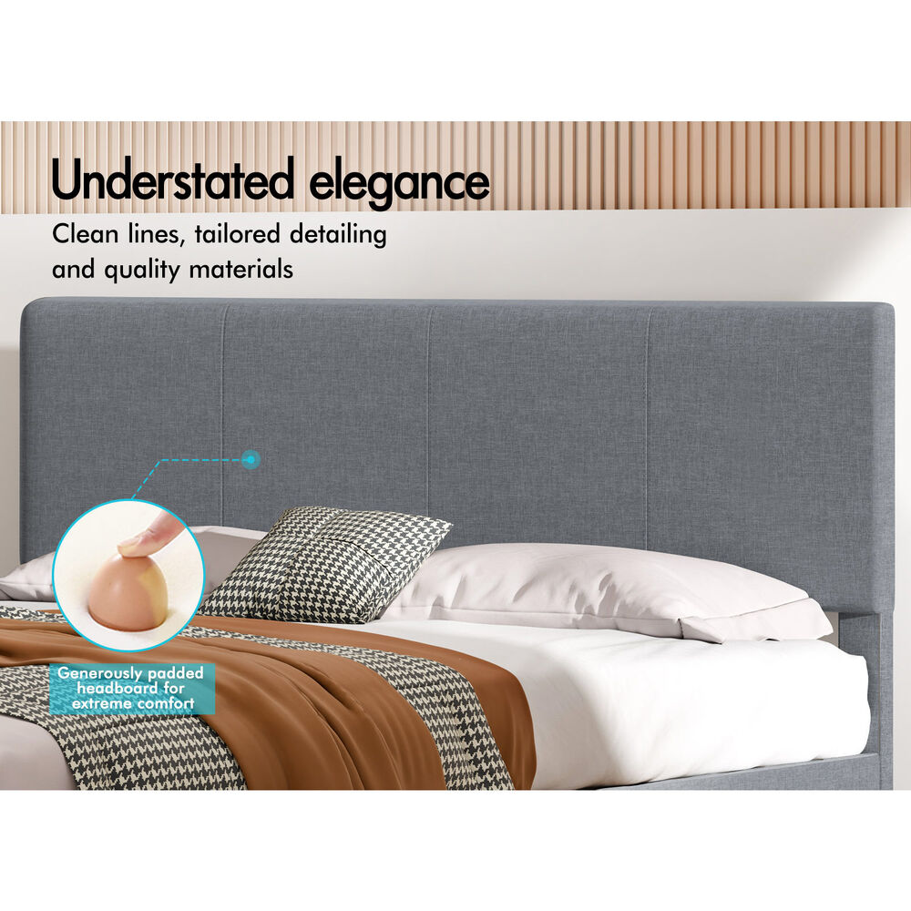 ALFORDSON Bed Frame Double Size Mattress Base Platform Fabric Grey Linus