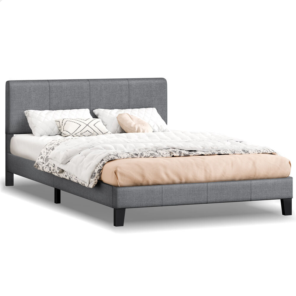 ALFORDSON Bed Frame Double Size Mattress Base Platform Fabric Grey Linus