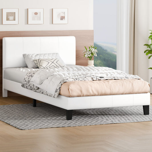 ALFORDSON Bed Frame King Single Mattress Base Platform Leather White Linus