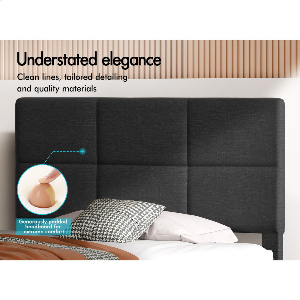 ALFORDSON Bed Frame Single Size Wooden Slats Platform Fabric Charcoal Paula