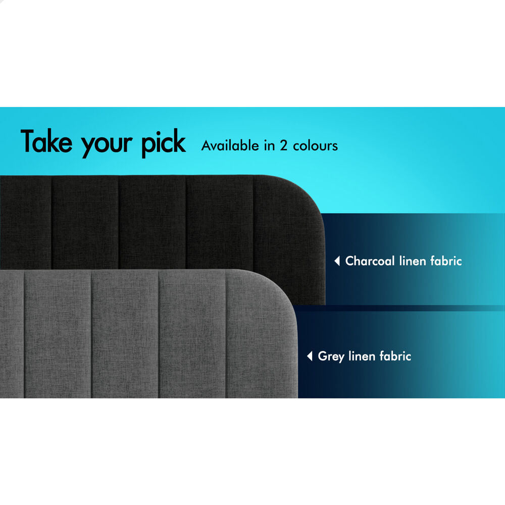 ALFORDSON Bed Frame Double Size Adjustable Headboard Linen Grey