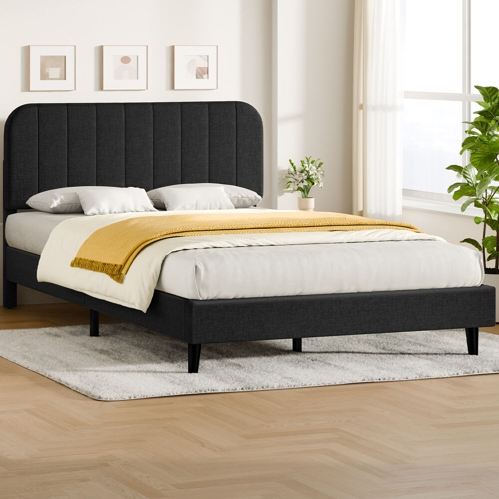 ALFORDSON Bed Frame Queen Size Adjustable Headboard Linen Charcoal