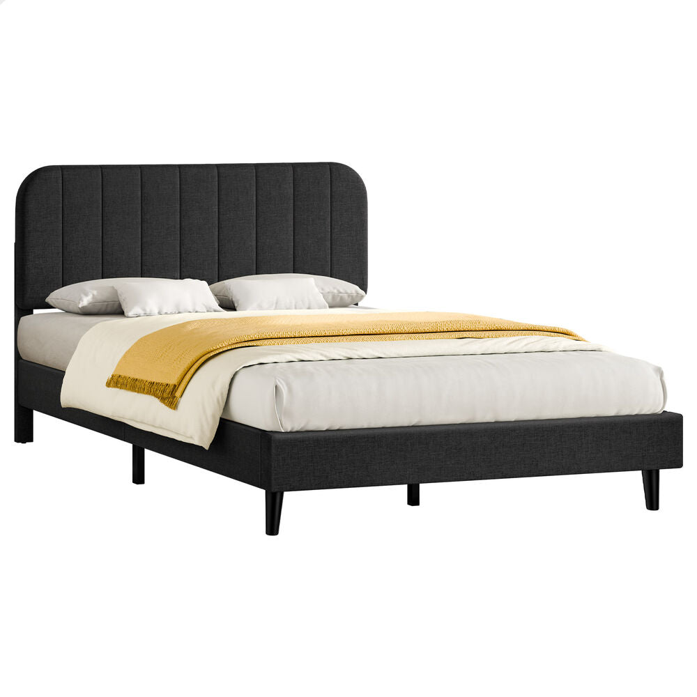 ALFORDSON Bed Frame Queen Size Adjustable Headboard Linen Charcoal