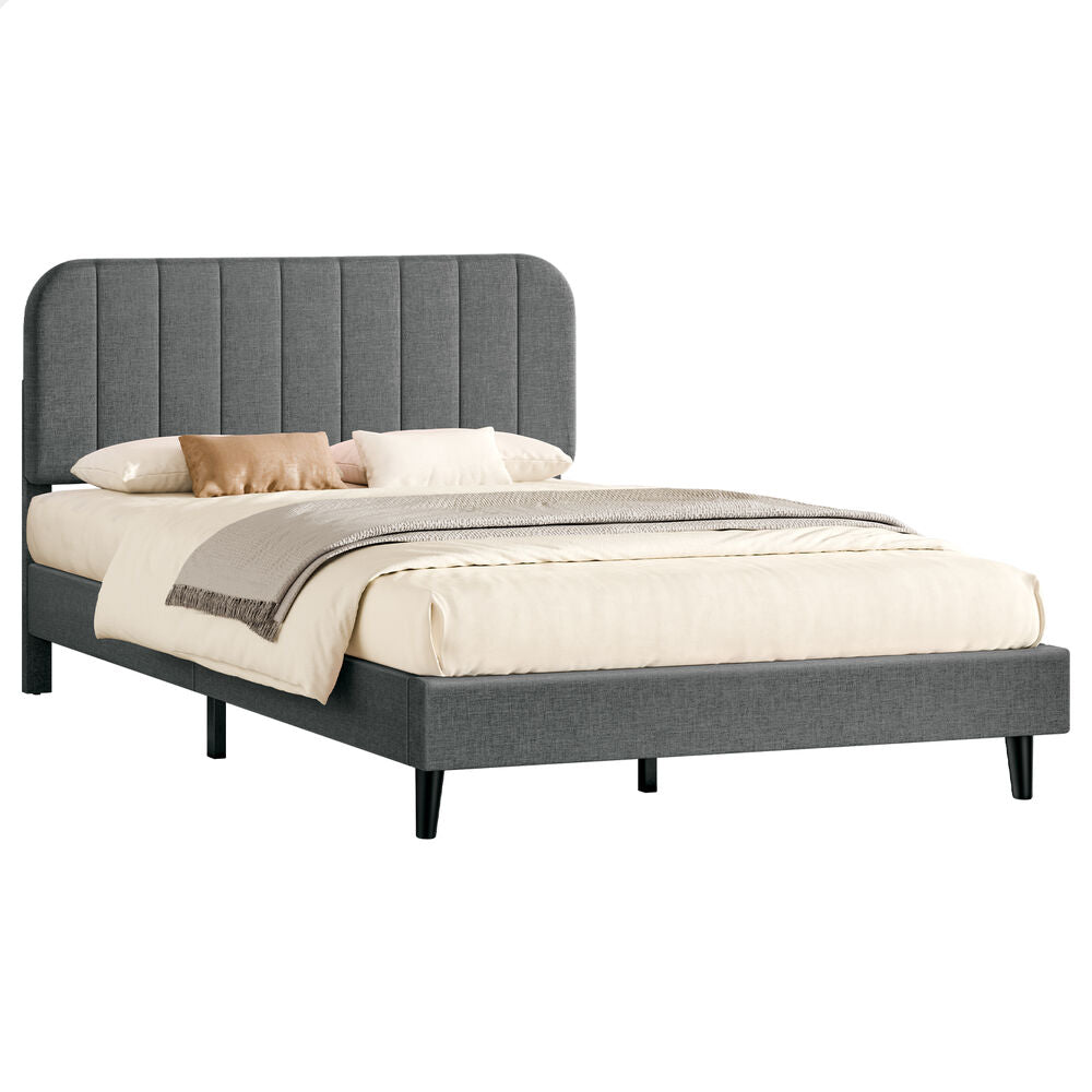 ALFORDSON Bed Frame Queen Size Adjustable Headboard Linen Grey