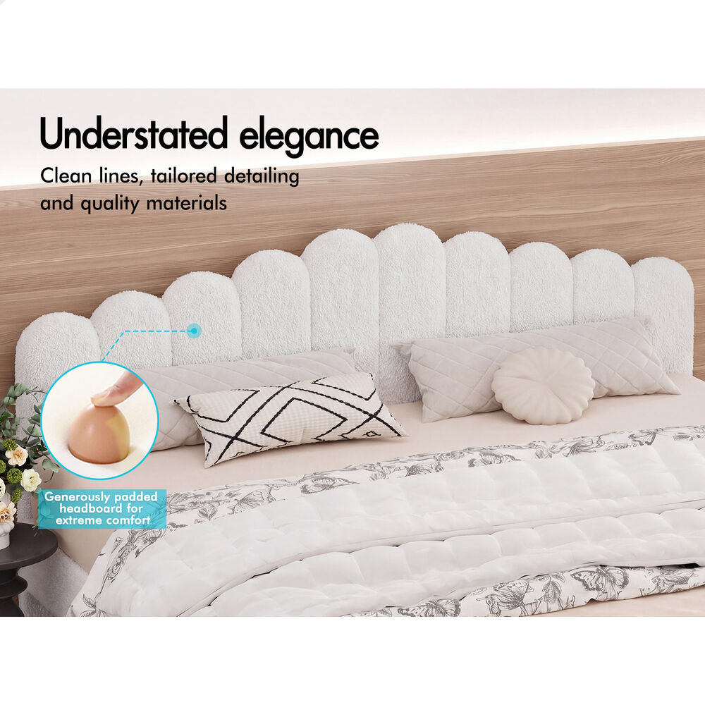 ALFORDSON Bed Frame King Size Boucle White Mattress Base