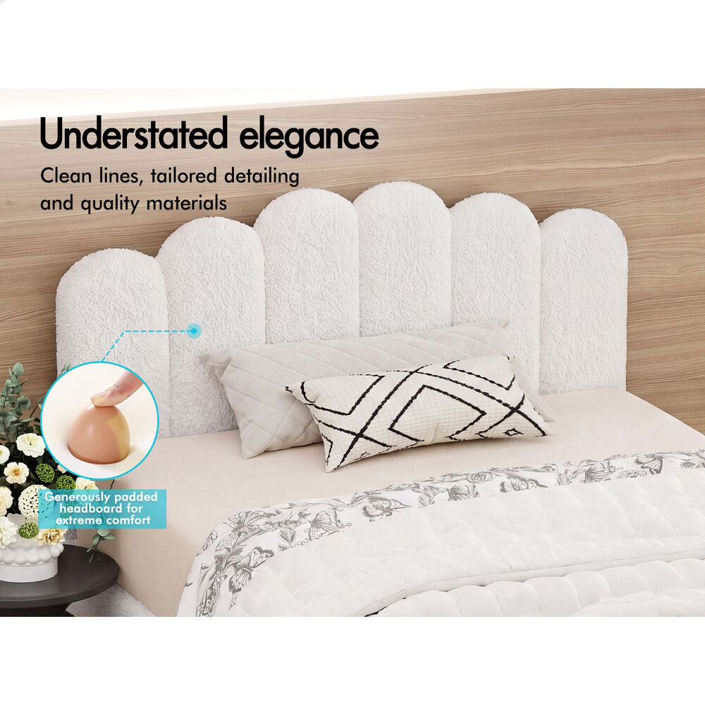 ALFORDSON Bed Frame Single Size Boucle White Mattress Base