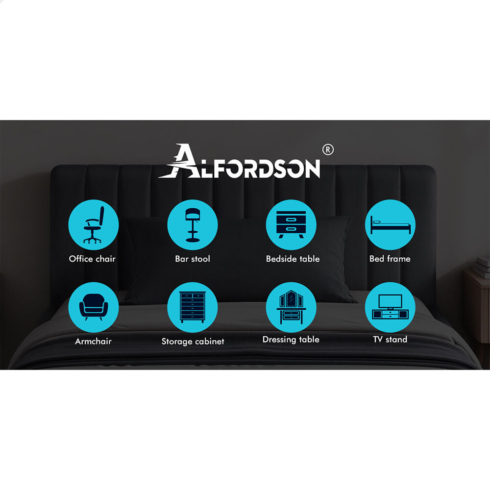 ALFORDSON Bed Frame King Single Vertical Channel Tufted Grey Velvet TYLER