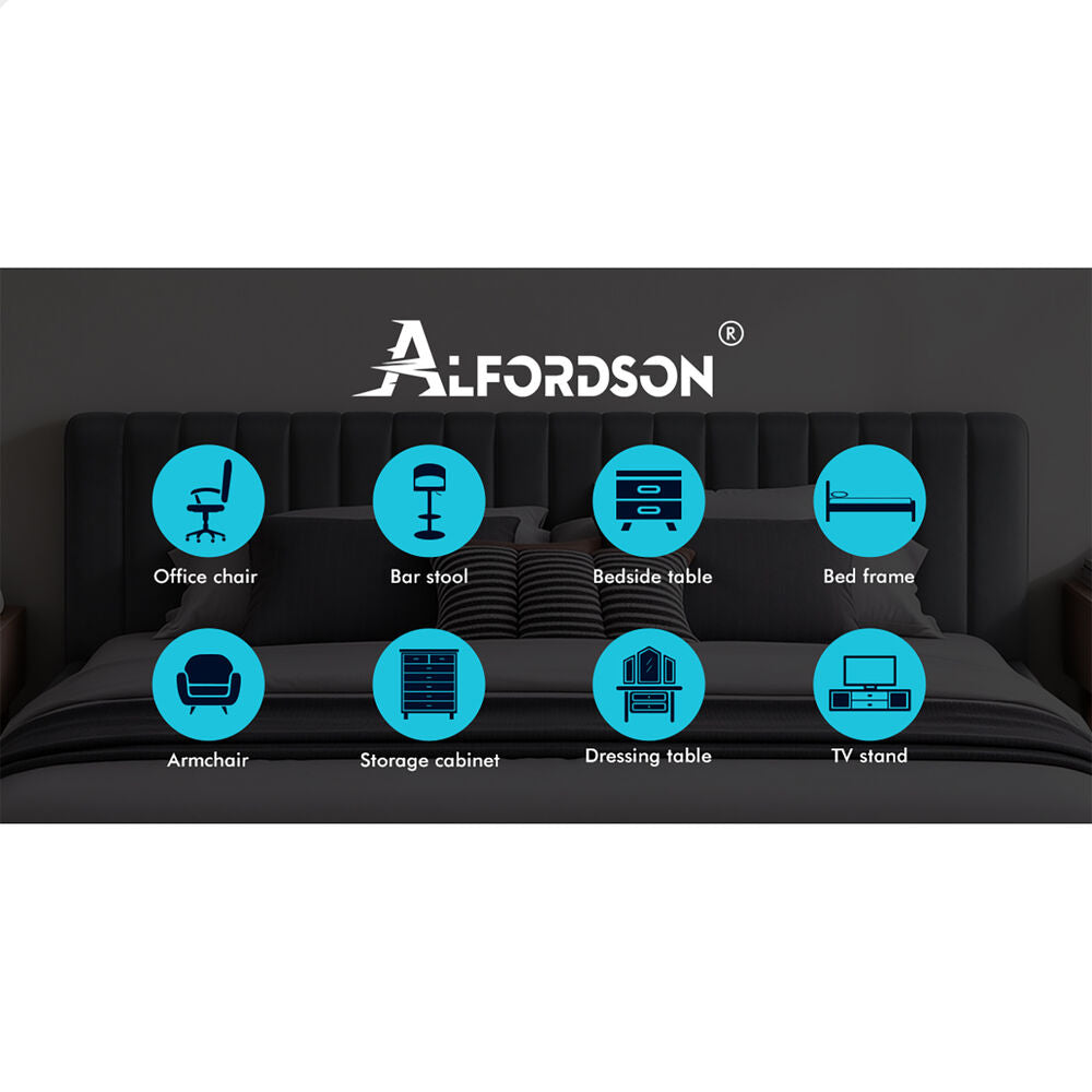 ALFORDSON Bed Frame Queen Size Vertical Channel Tufted Grey Velvet TYLER