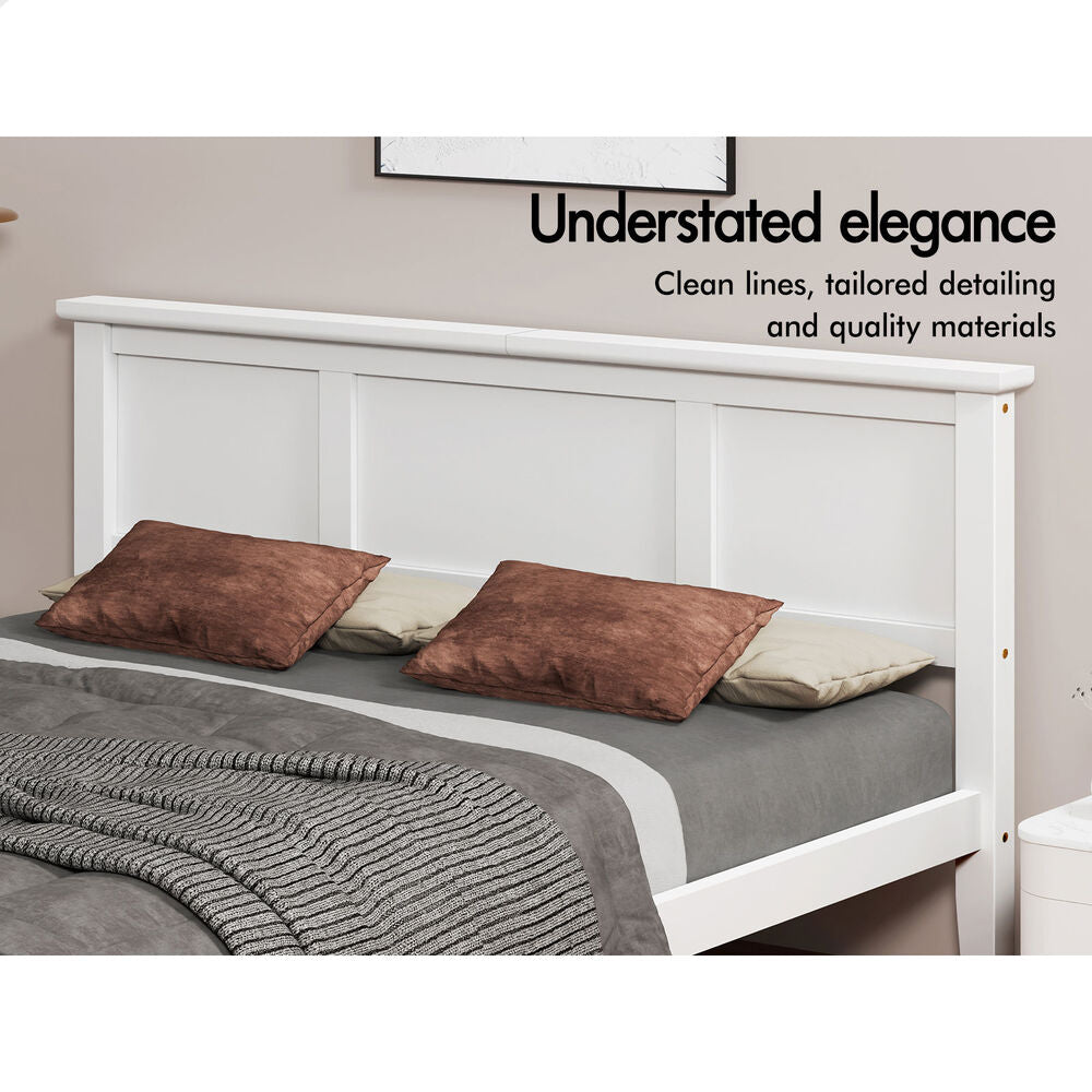 ALFORDSON Wooden Bed Frame Double Size Mattress Base Pine Timber White TALIA