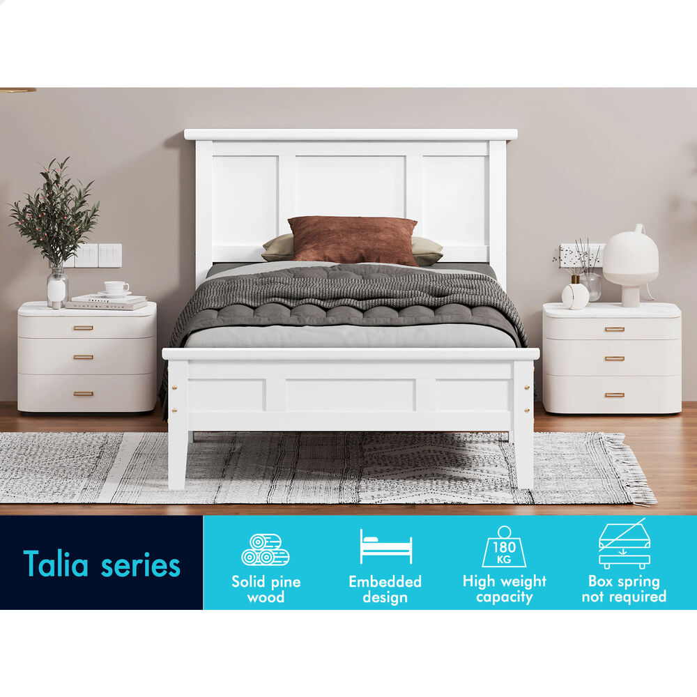 ALFORDSON Wooden Bed Frame King Single Mattress Base Pine Timber White TALIA