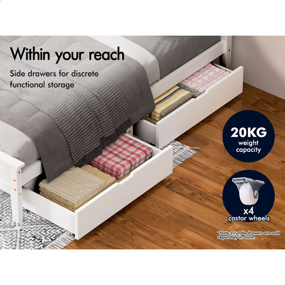 ALFORDSON Wooden Bed Frame King Single Mattress Base Pine Timber White TALIA