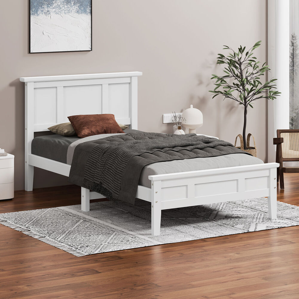 ALFORDSON Wooden Bed Frame King Single Mattress Base Pine Timber White TALIA