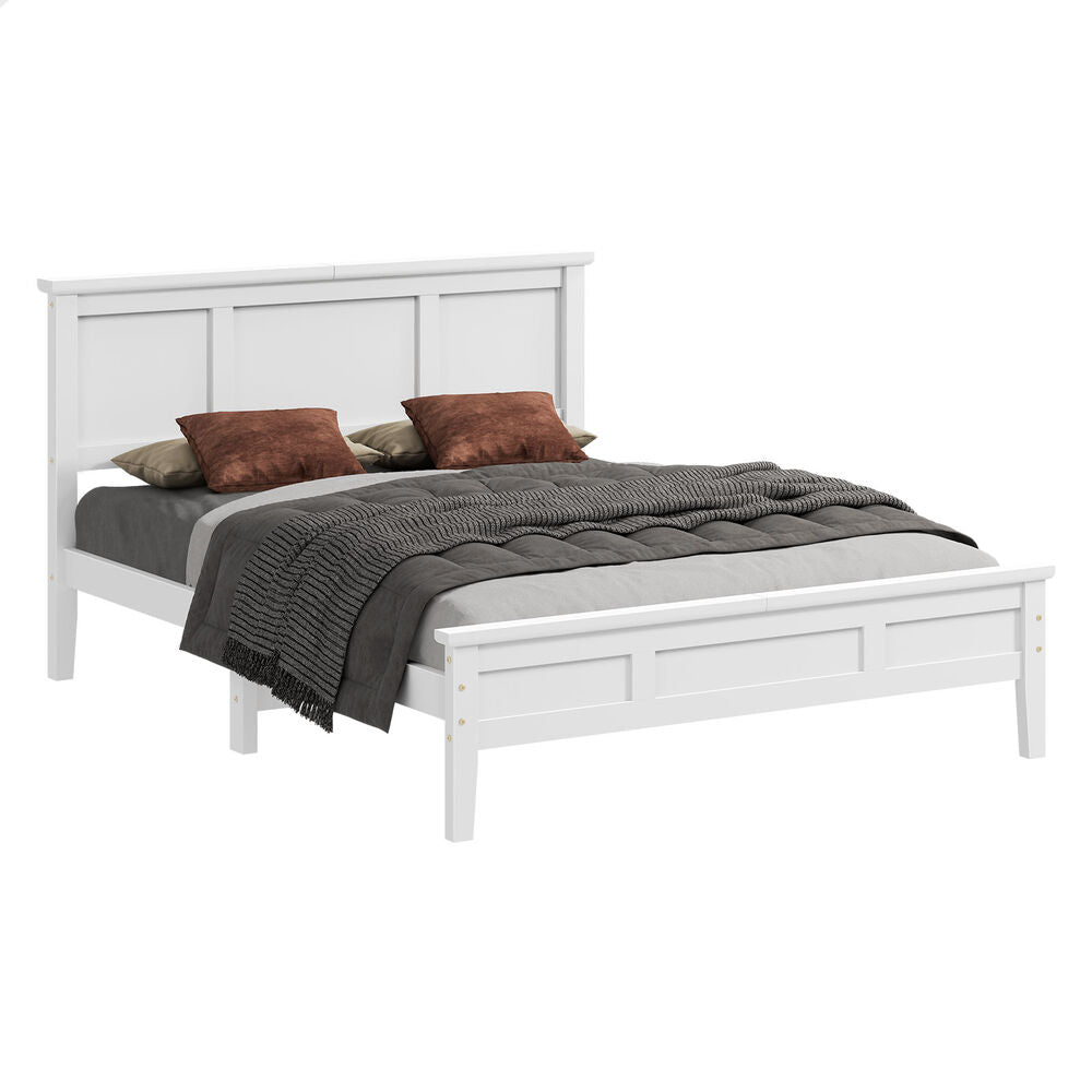 ALFORDSON Wooden Bed Frame Queen Size Mattress Base Pine Timber White TALIA