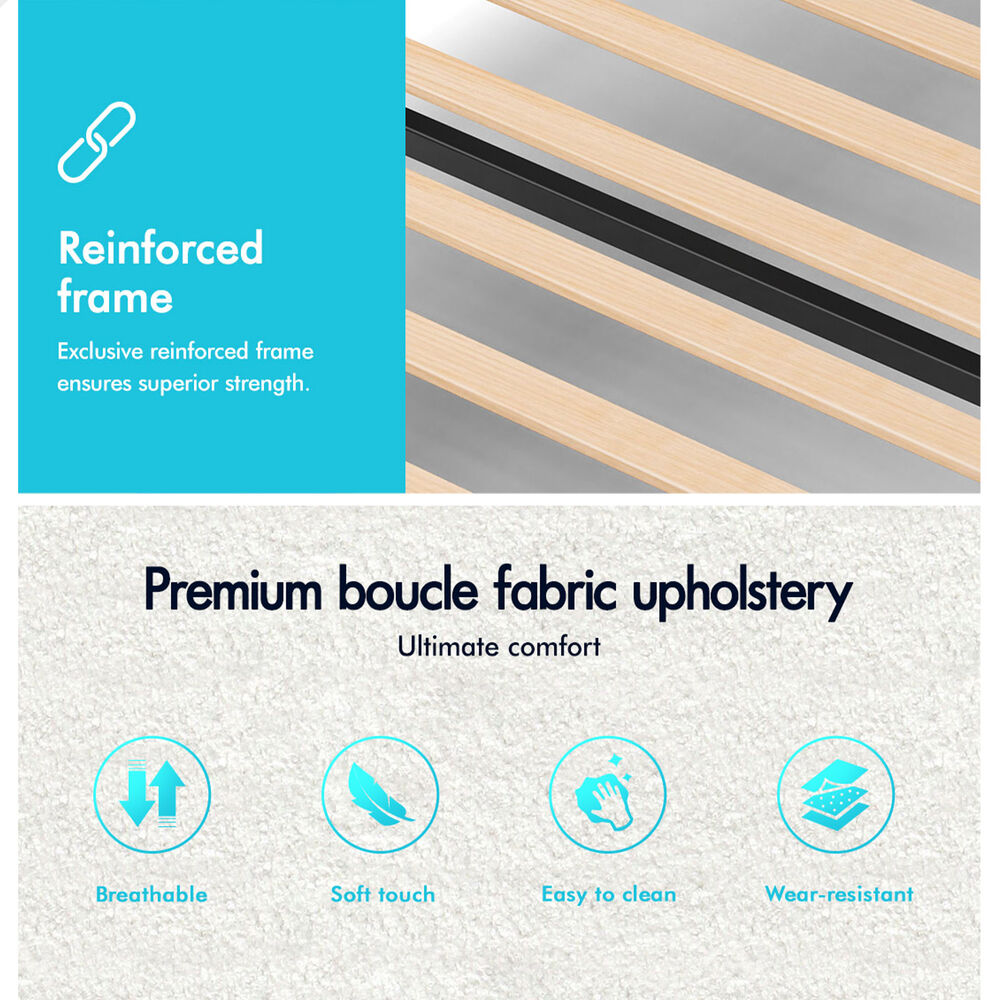 ALFORDSON® Bed Frame Single Gas Lift Storage Adjustable Headboard Boucle