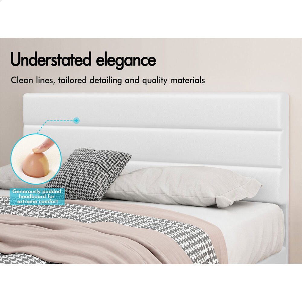 ALFORDSON Bed Frame King Size Platform RGB LED Gas Lift Base Storage White