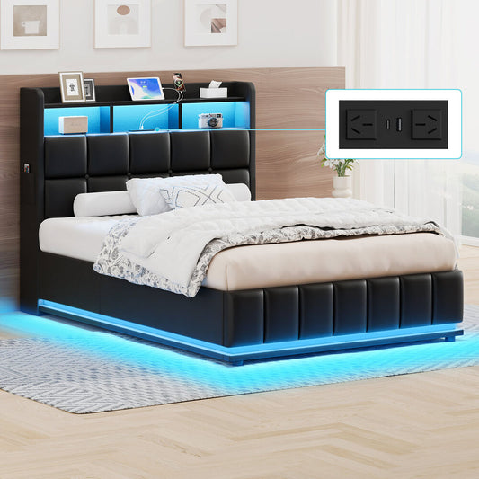 ALFORDSON Bed Frame King Single RGB LED Gas Lift Base Platform Storage Leather