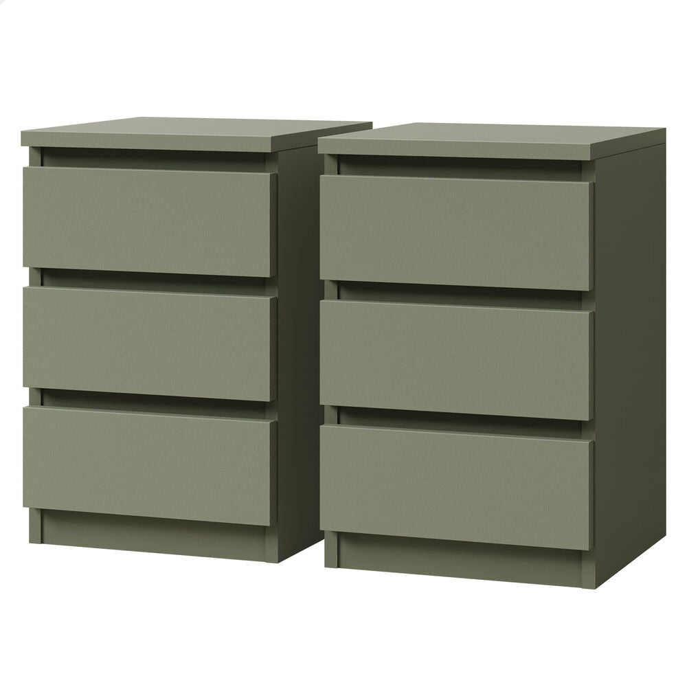 ALFORDSON 2x Bedside Table Nightstand 3 Drawers Side End Table Olive Green