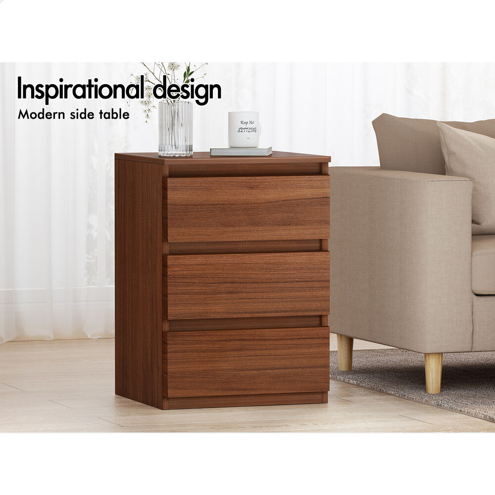 ALFORDSON Bedside Table Nightstand 3 Drawers Side End Table Walnut