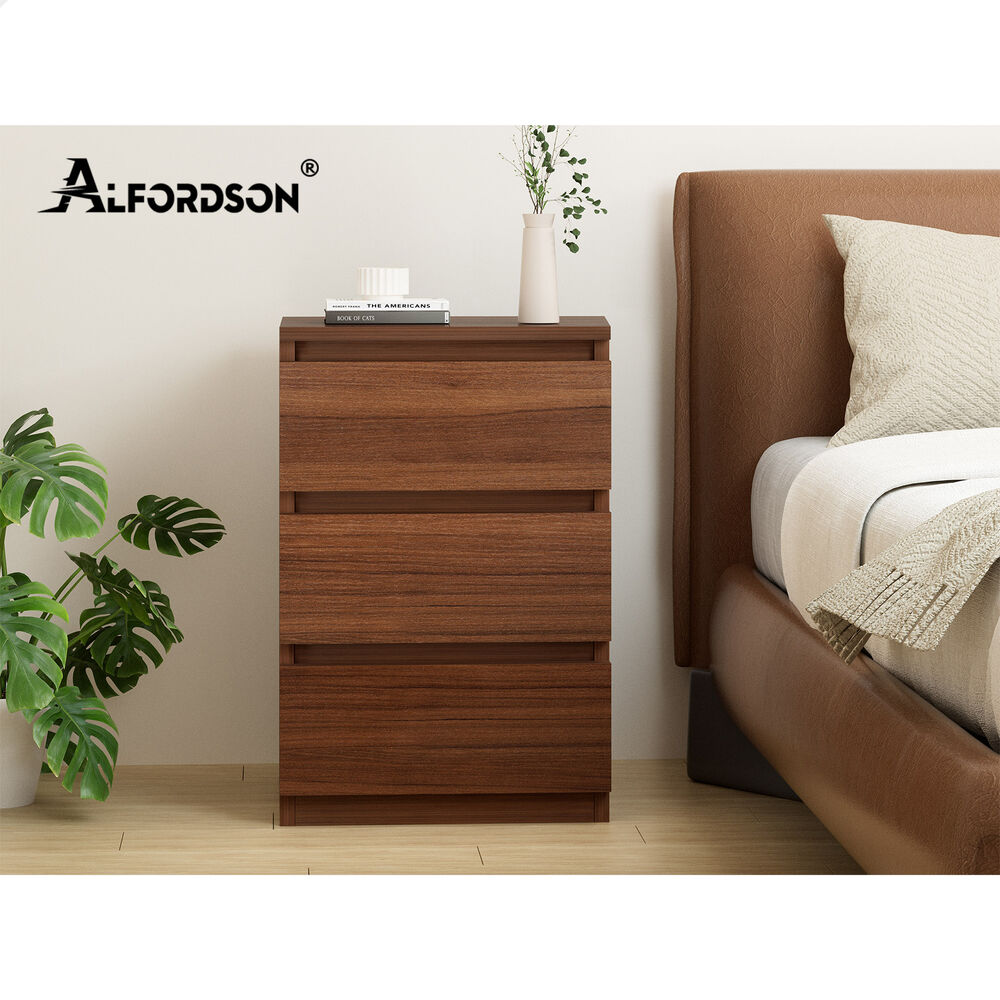 ALFORDSON Bedside Table Nightstand 3 Drawers Side End Table Walnut