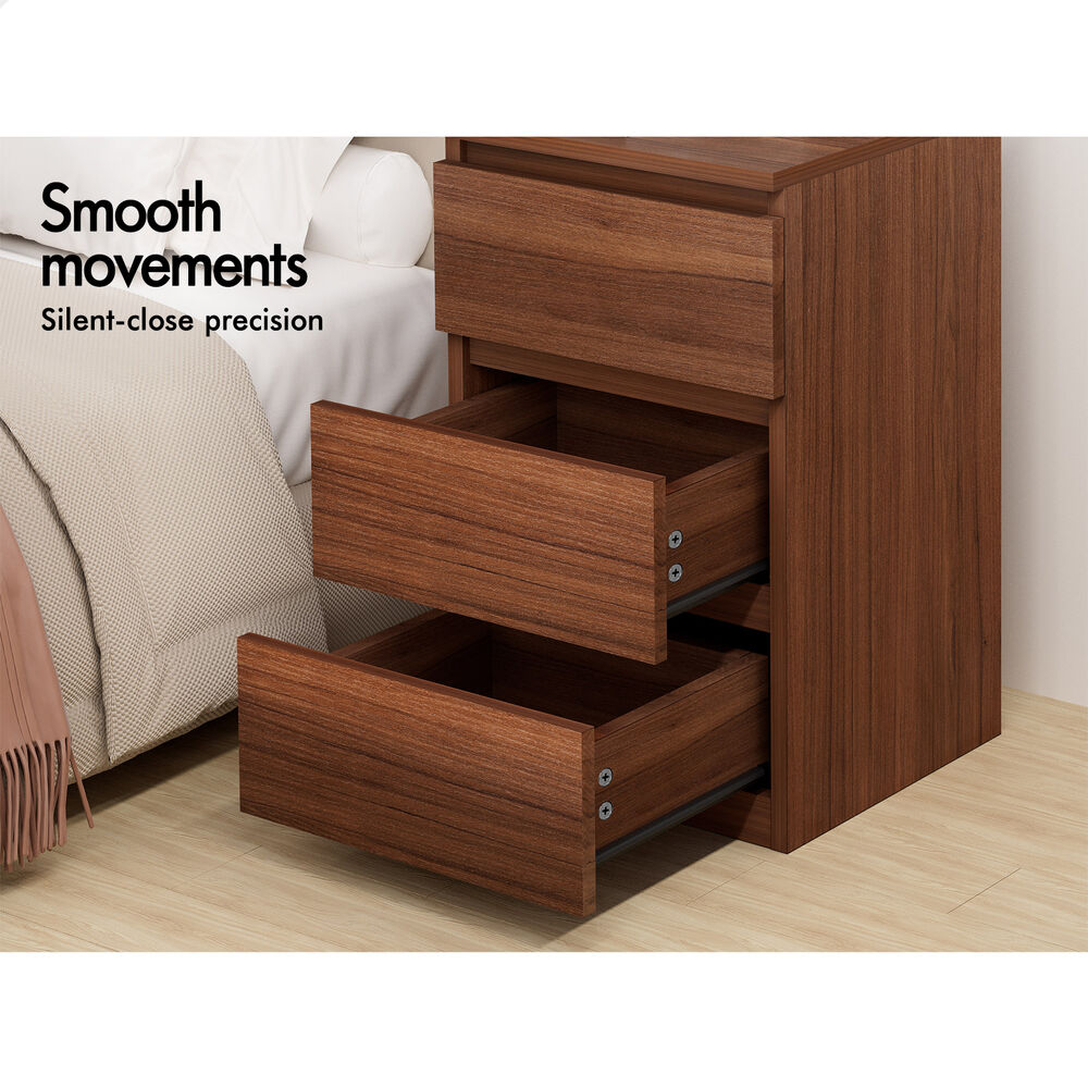ALFORDSON Bedside Table Nightstand 3 Drawers Side End Table Walnut