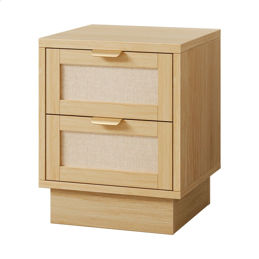 ALFORDSON Bedside Table Side Storage Cabinet 2 Drawers Fabric Wood