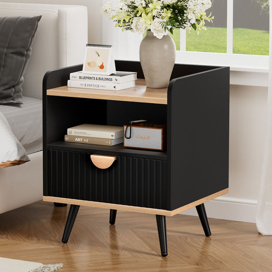ALFORDSON Bedside Table with Drawer Black