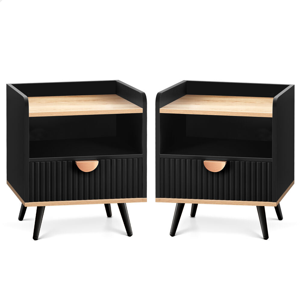 Alfordson 2x ALFORDSON Bedside Table with Drawer Black
