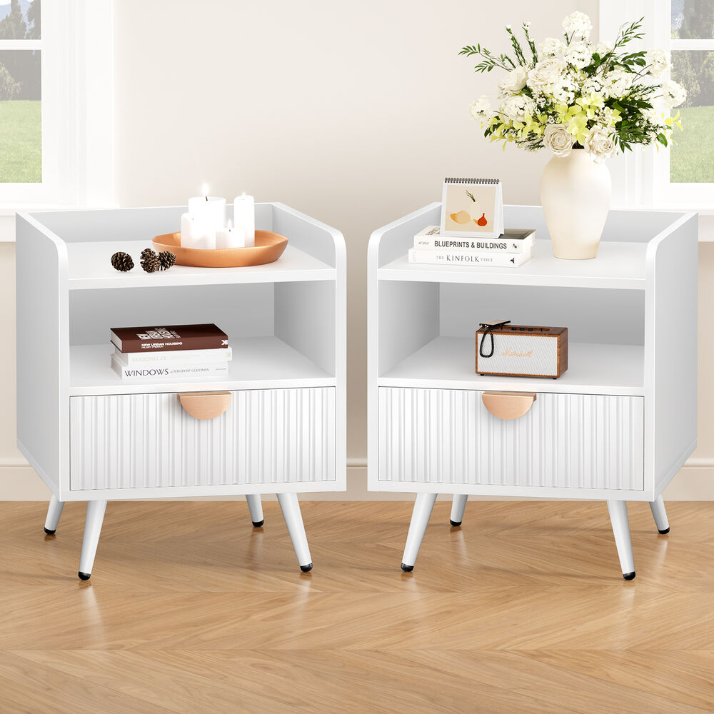 Alfordson 2x ALFORDSON Bedside Table with Drawer White