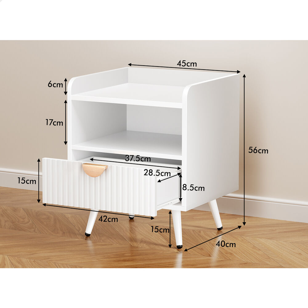 Alfordson 2x ALFORDSON Bedside Table with Drawer White