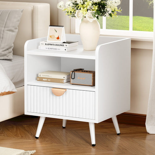 ALFORDSON Bedside Table with Drawer White