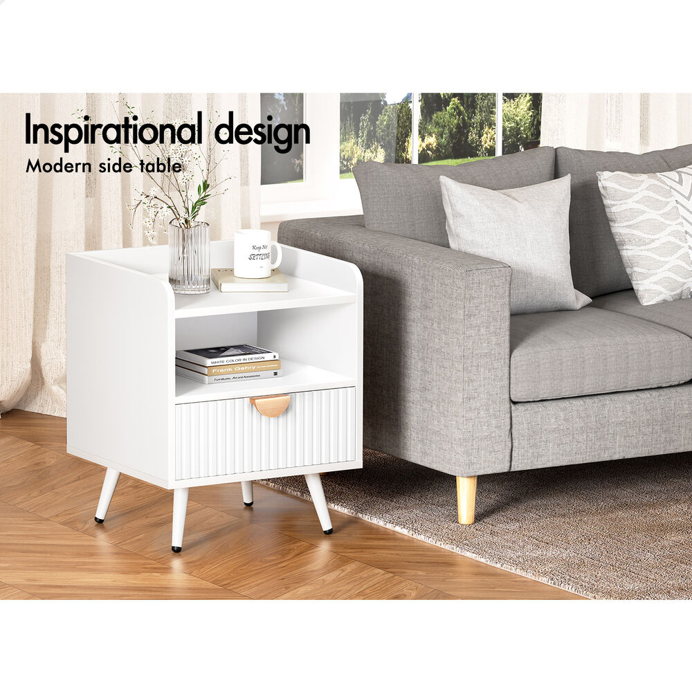 ALFORDSON Bedside Table with Drawer White