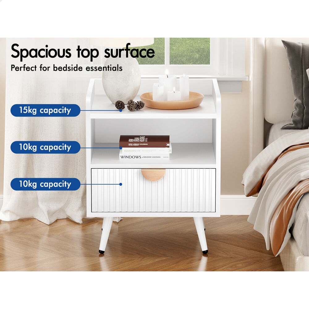 ALFORDSON Bedside Table with Drawer White